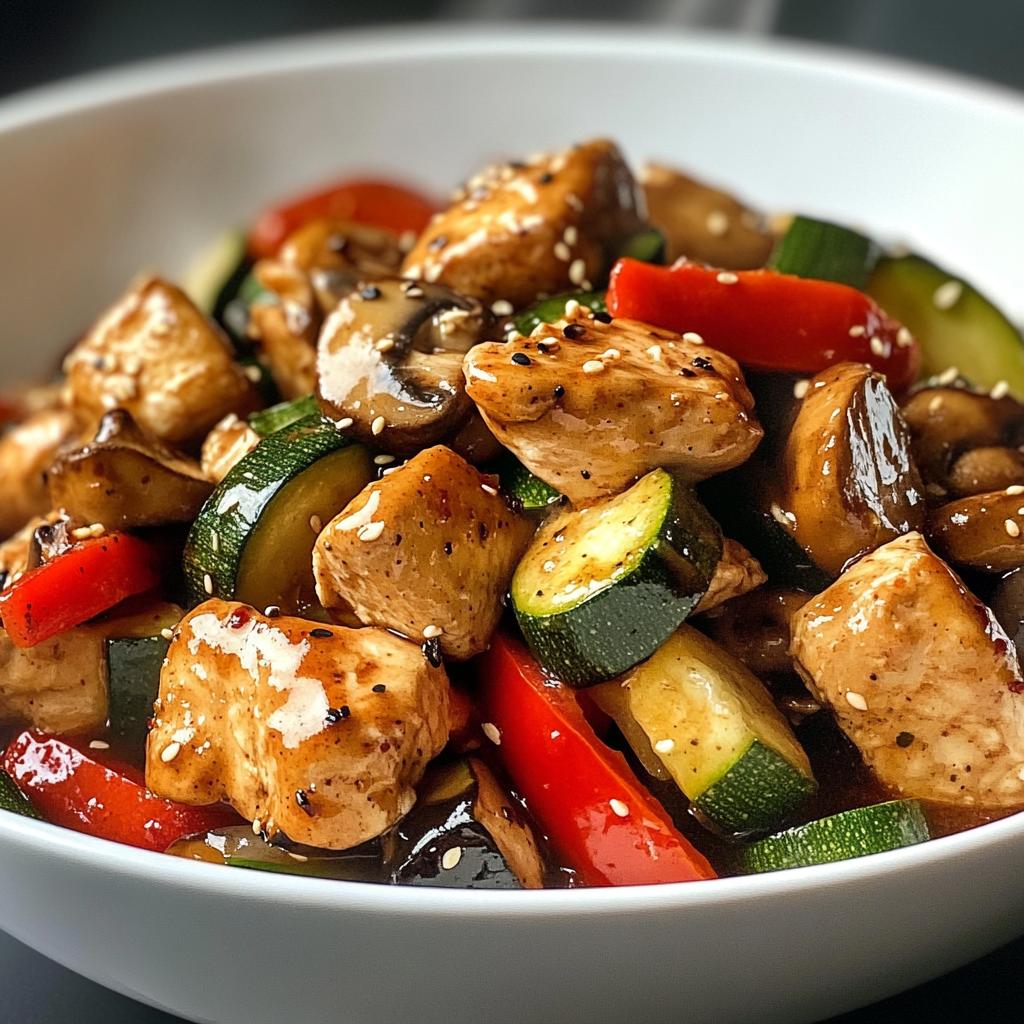 Kip en groenten uit de wok met knoflooksaus