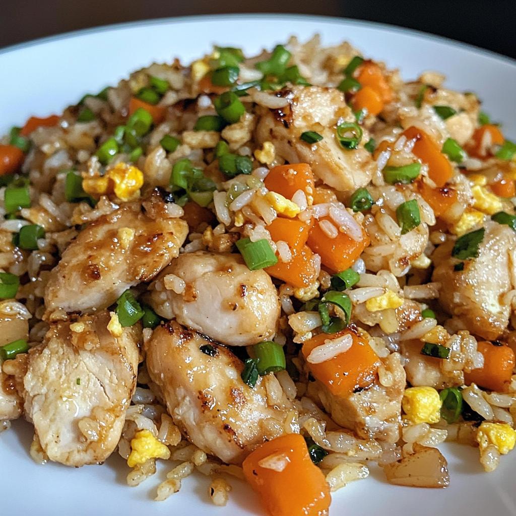 Kip gebakken rijst in hibachi-stijl