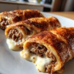 Knoflookboter Runder Cheeseburger Rollups
