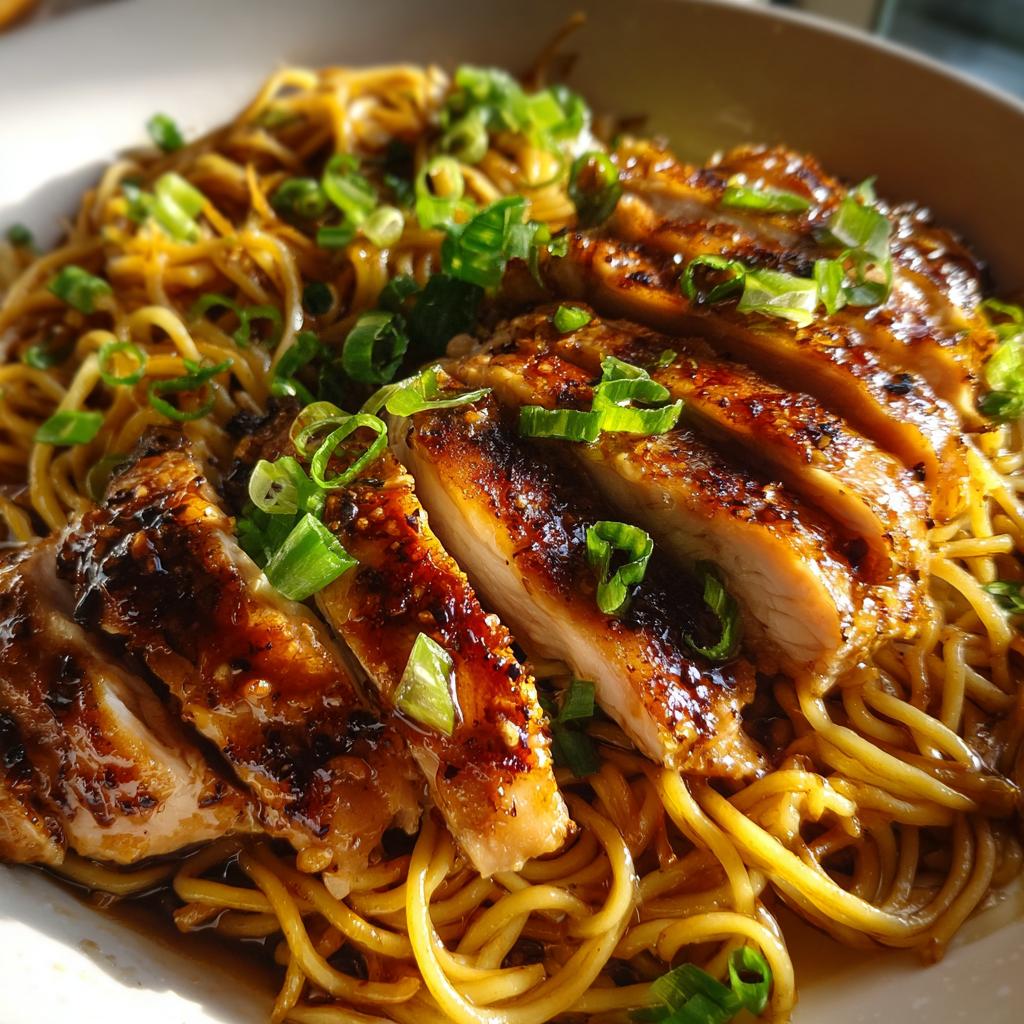 Plakkerige Knoflook Kipnoedels