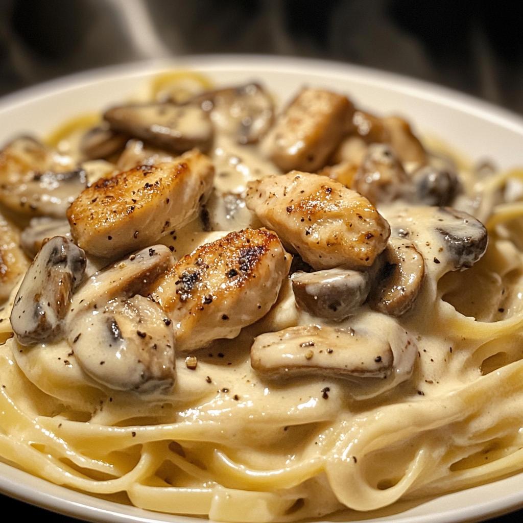 Romige kip Alfredo met champignons