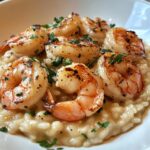 Romige risotto met Parmezaan en geroosterde garnalen