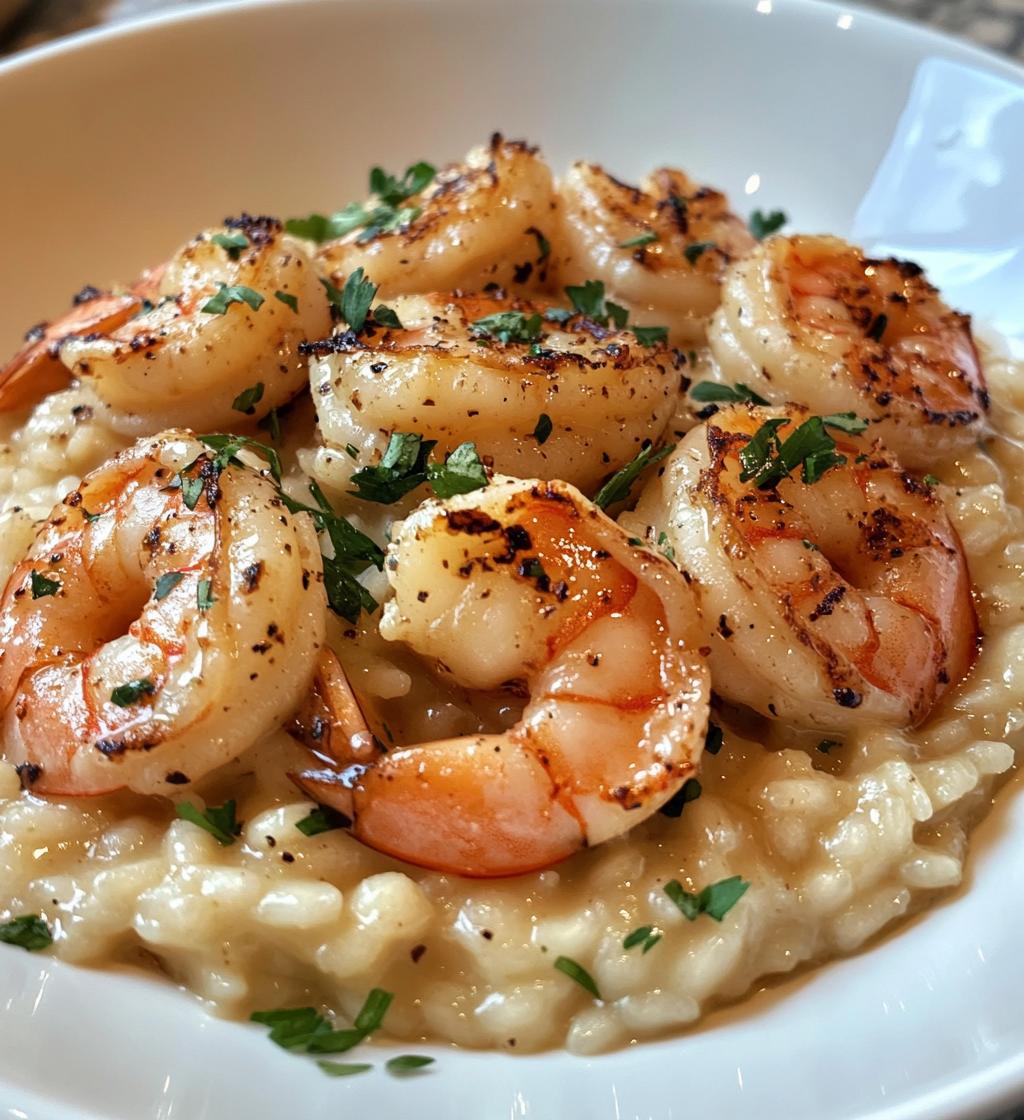 Romige risotto met Parmezaan en geroosterde garnalen