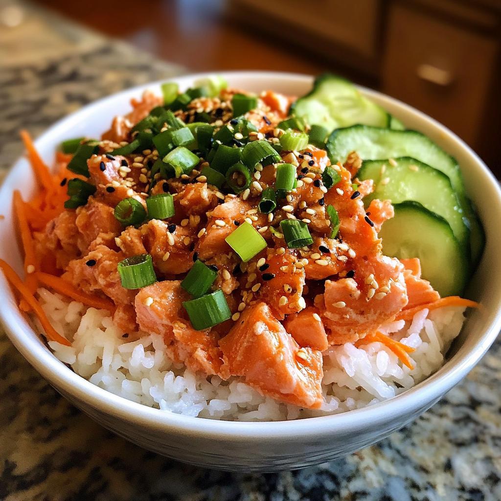 Spicy Canned Salmon Salad Rice Bowl