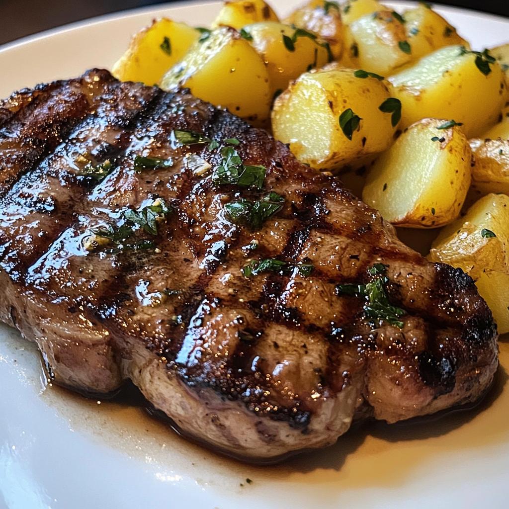 Steak en aardappelen met knoflookboter