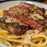 Cajun steak met Parmezaanpasta