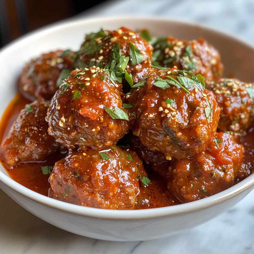 Gehaktballetjes in pittige tomatensaus