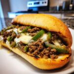 Ground beef Philly cheesesteak