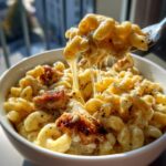 Mac and cheese met kip en honing