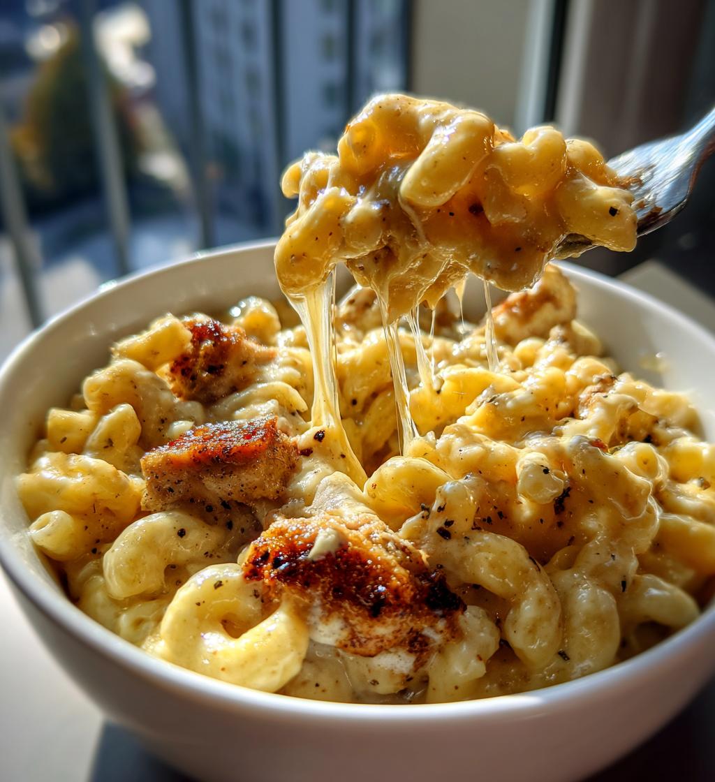 Mac and cheese met kip en honing