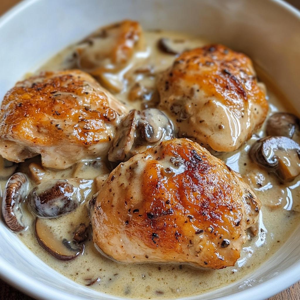 Malse kip in roomsaus met champignons