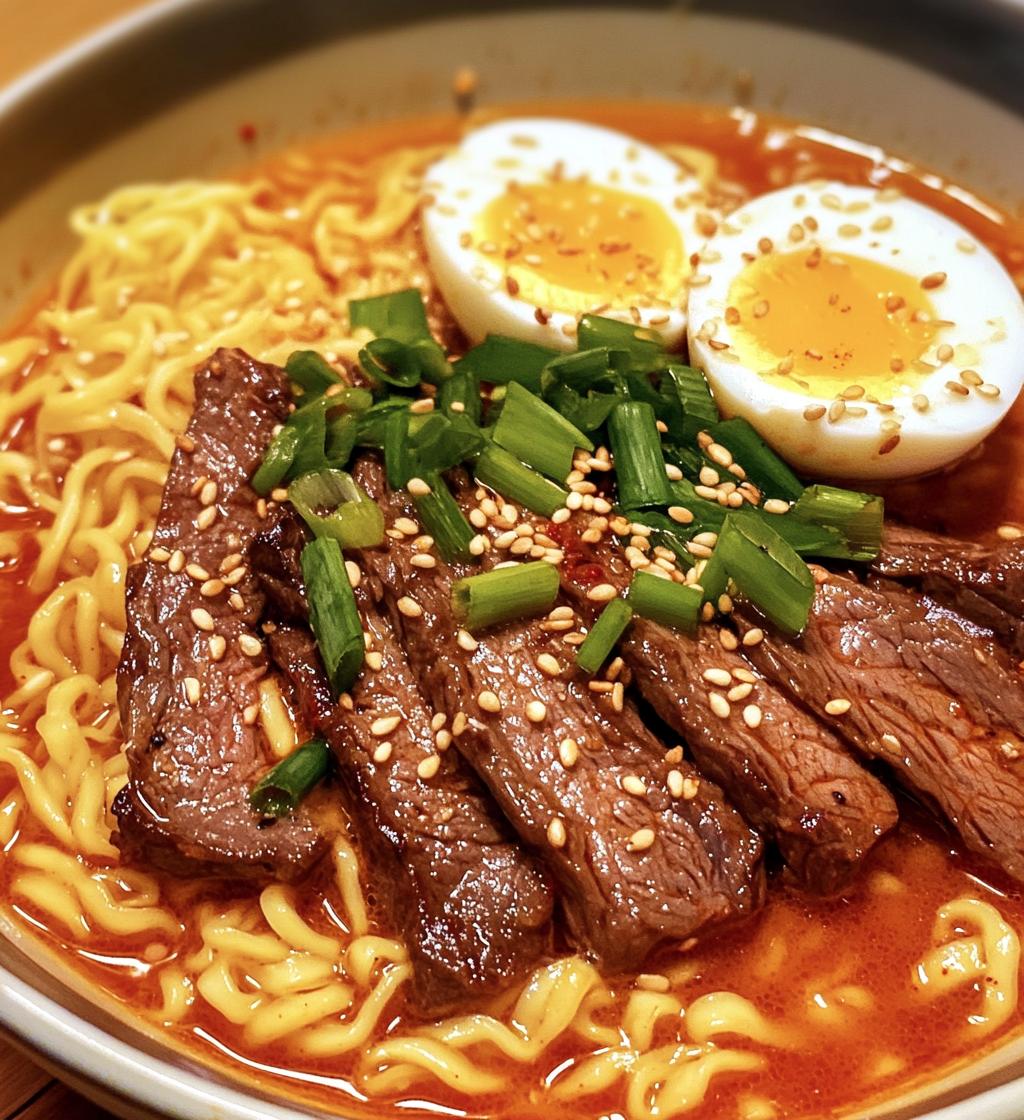 Pittige Koreaanse ramen met biefstuk