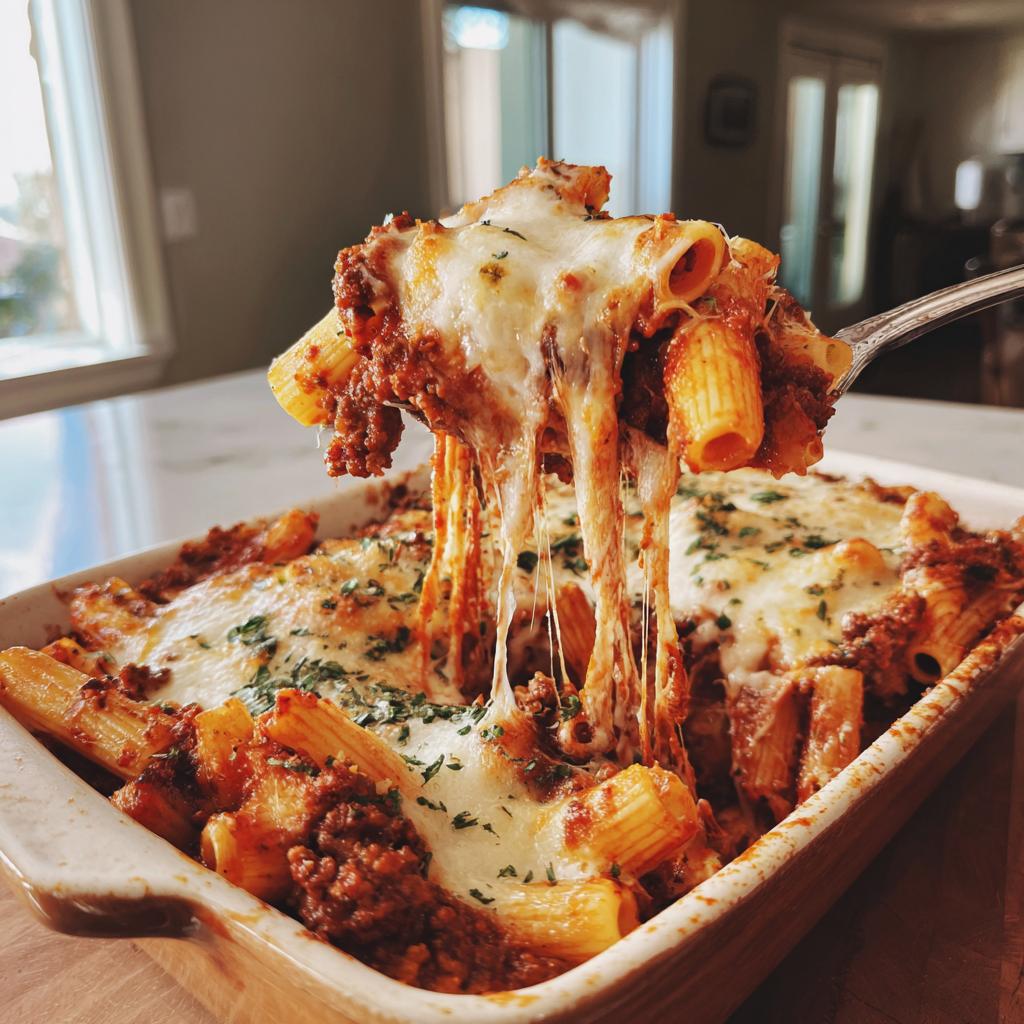 Recept voor Gebakken Ziti met Rundergehakt