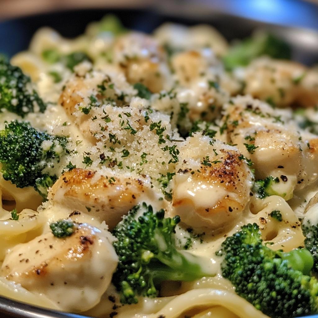 Romige Alfredo met kip en broccoli