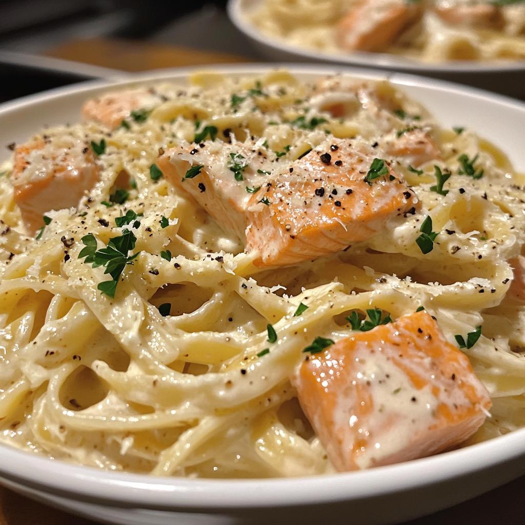 Romige citroenpasta met zalm