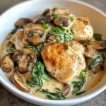 Romige kip met champignons en spinazie