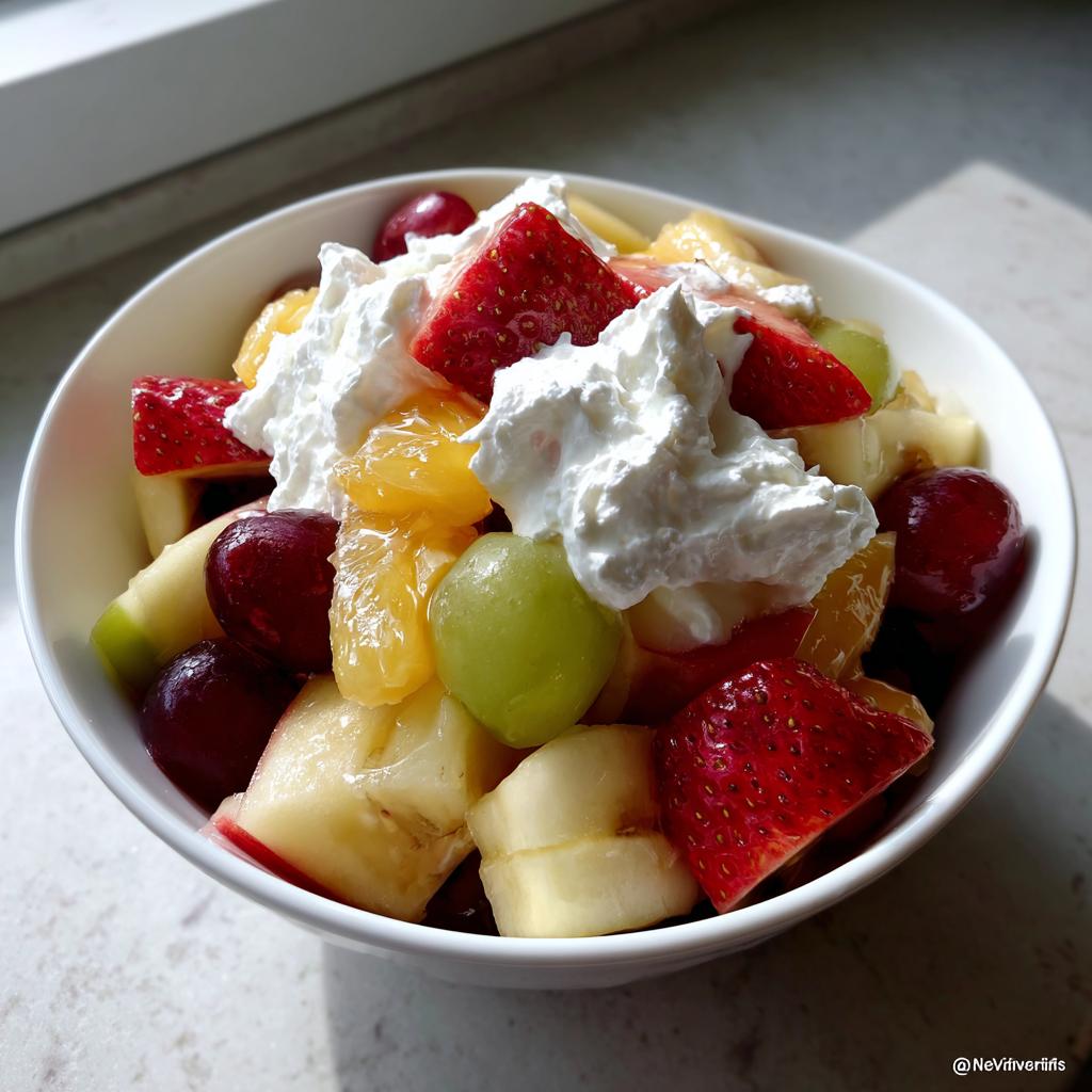 fruit salad with whipped cream