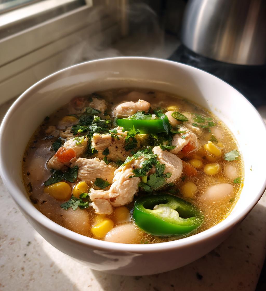 Romige witte kip chili crockpot recept in 5 simpele stappen