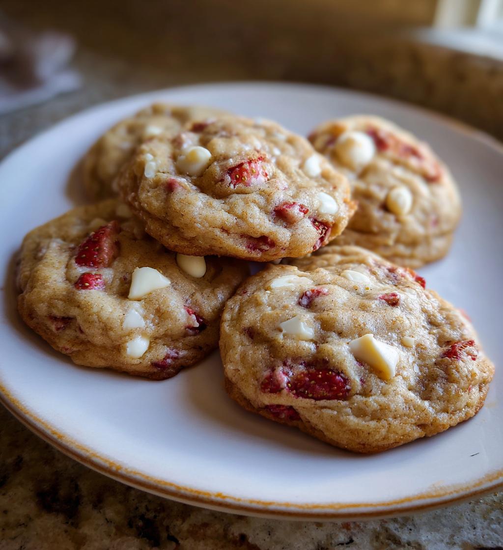 Aardbeien koekjes met witte chocolade