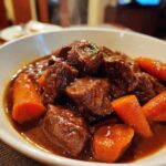 Biefstuk stoofvlees met wortelen