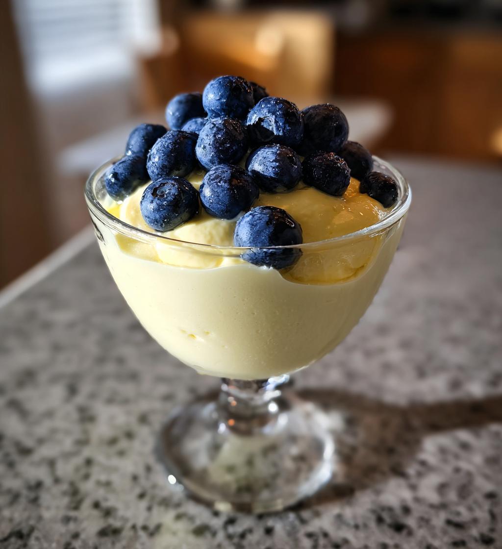 Citroenmousse met blauwe bessen