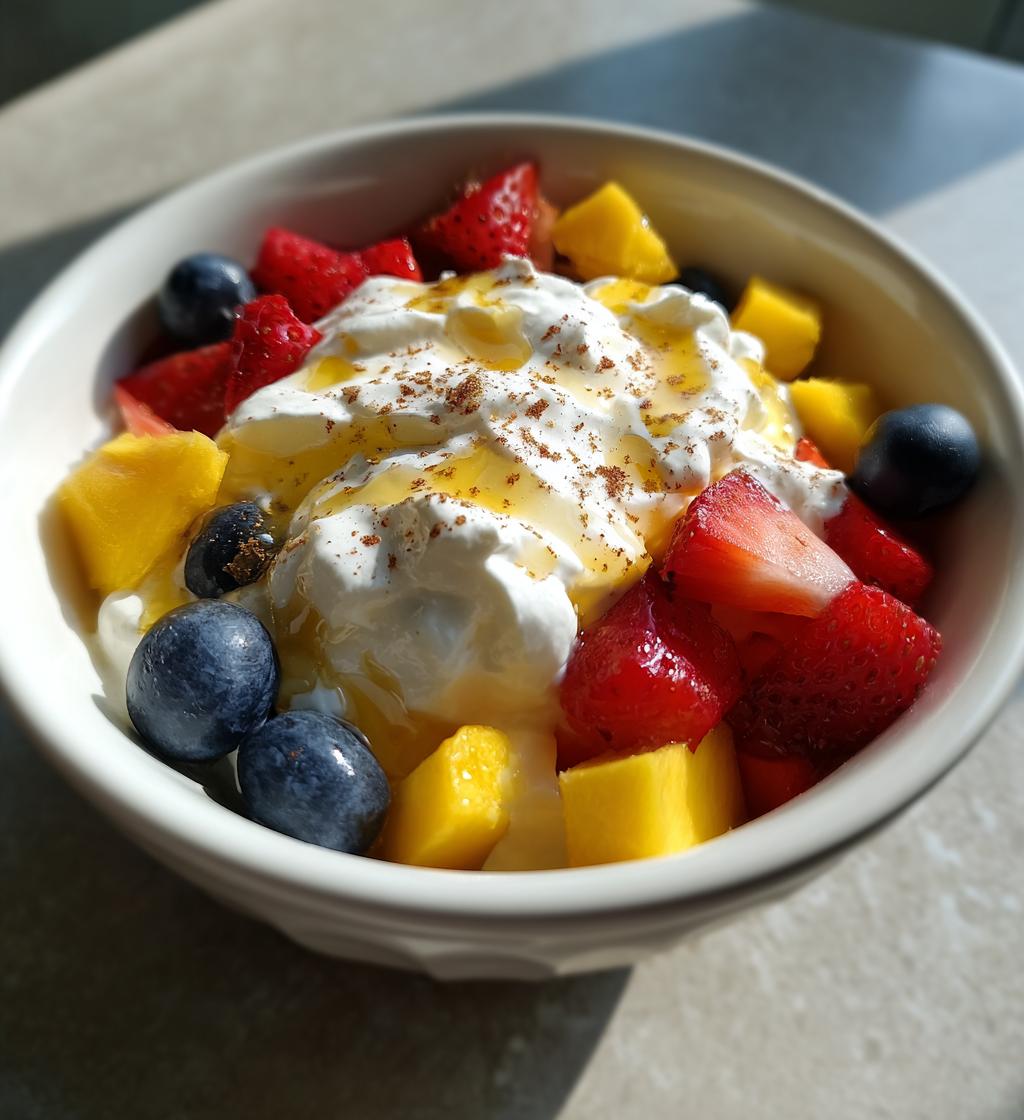 Romige fluffy yoghurt dip met fruit in slechts 10 minuten