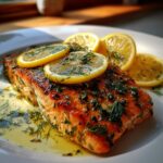 Gebakken zalm met citroen en dille