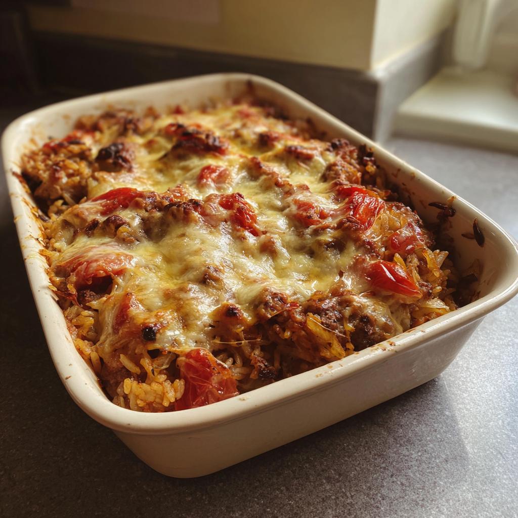 Gehakt en rijst ovenschotel