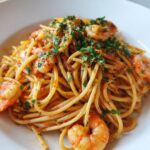 Pasta met garnalen en witte wijn