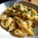 Romige knoflook pasta met parmezaan