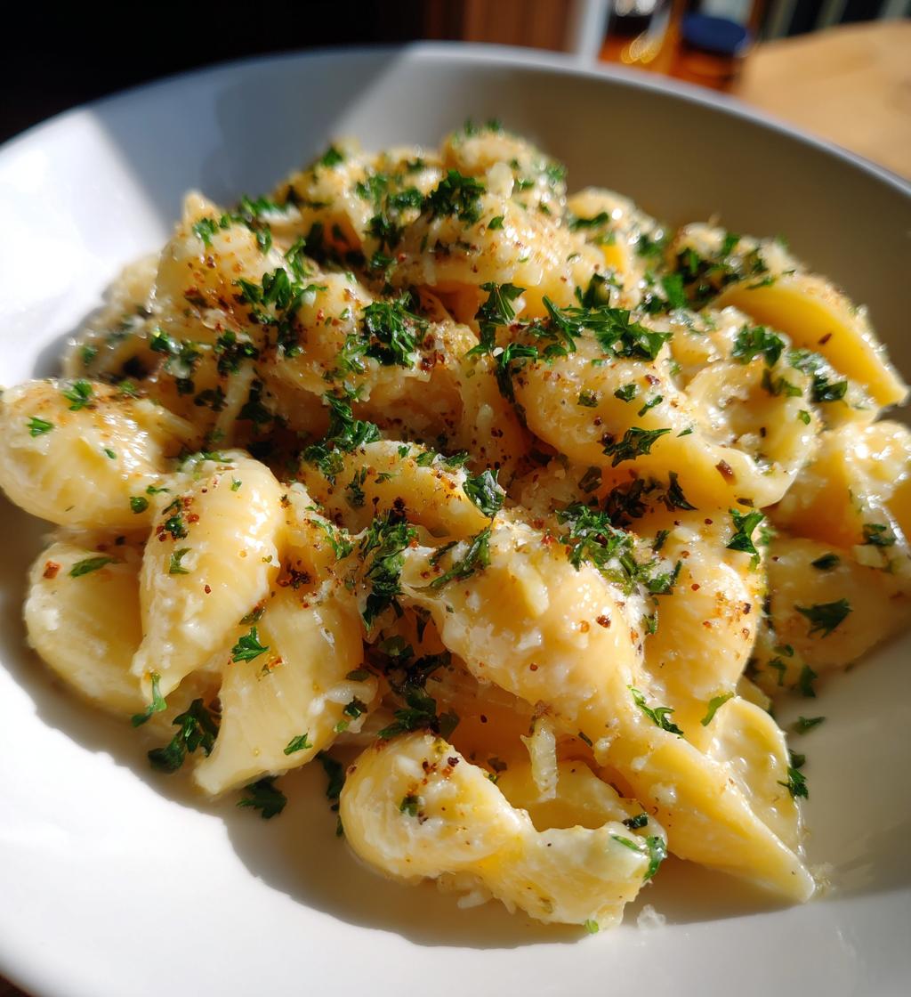 Romige knoflook pasta met parmezaan