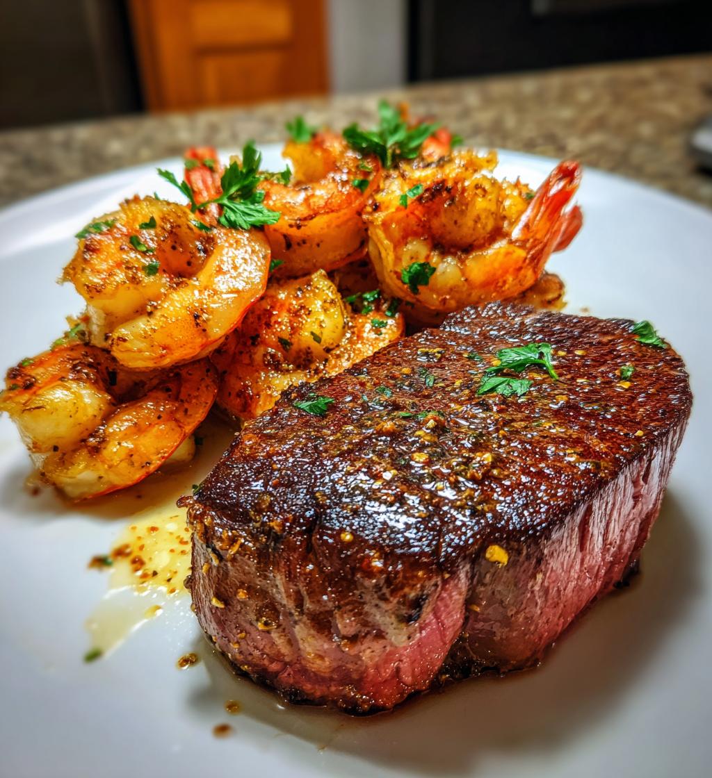 Heerlijke surf and turf biefstuk en garnalen in 20 minuten