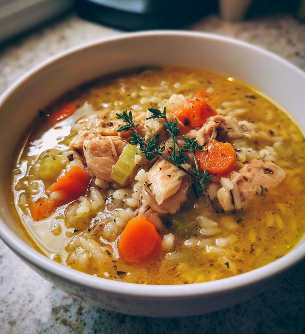 Hartverwarmende kip wilde rijst soep in 30 minuten