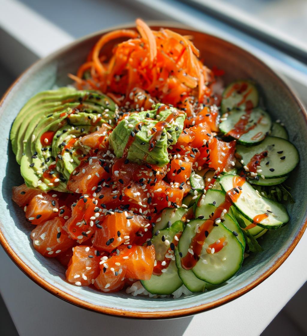 Perfect έίζουσα poke bowl met 200g verse zalm in 15 minuten
