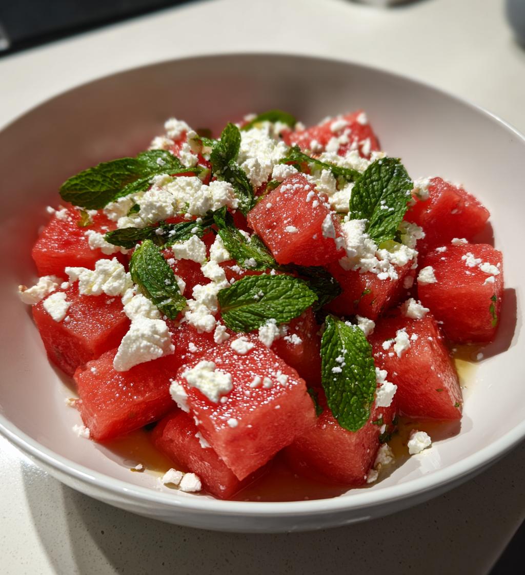 Prachtige watermeloensalade met 5 ingrediënten
