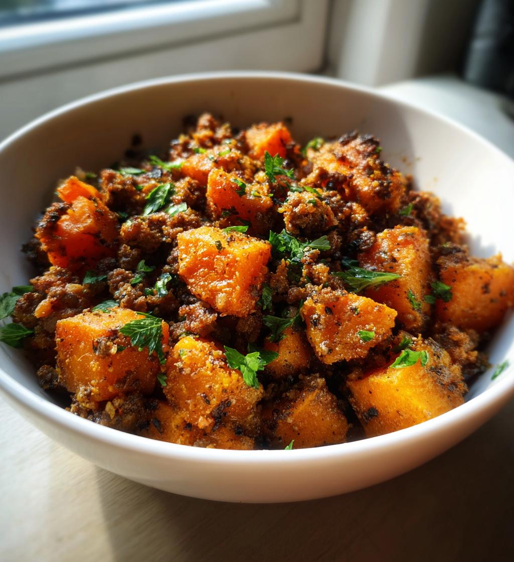 zoete aardappel en gehakt