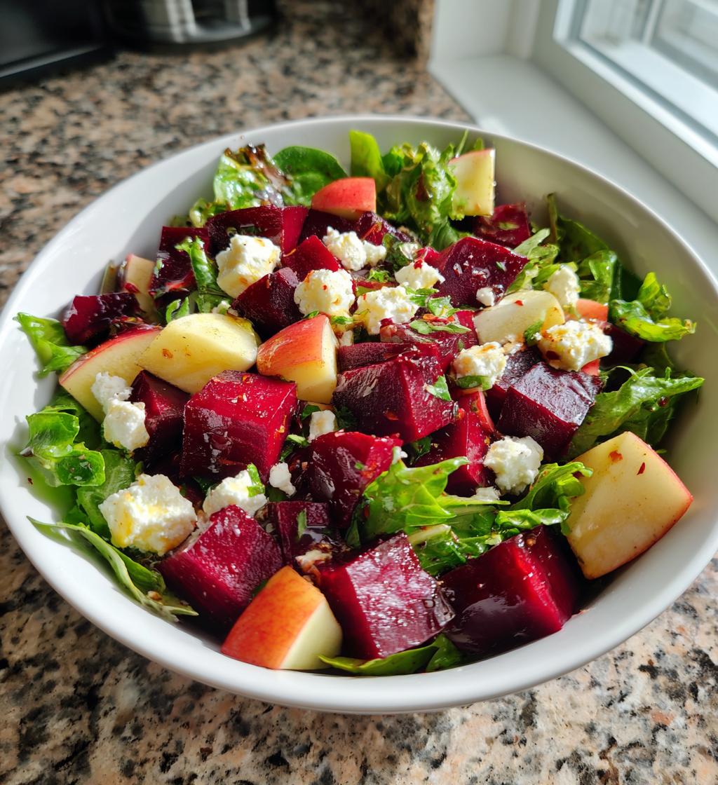 Romige bietensalade met feta en appel: in 10 minuten klaar!