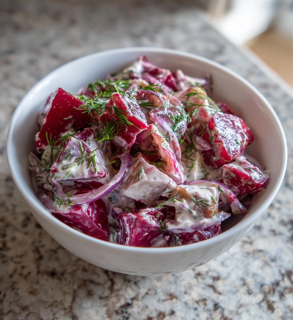 Heerlijke bietensalade met zure haring in 4 simpele stappen
