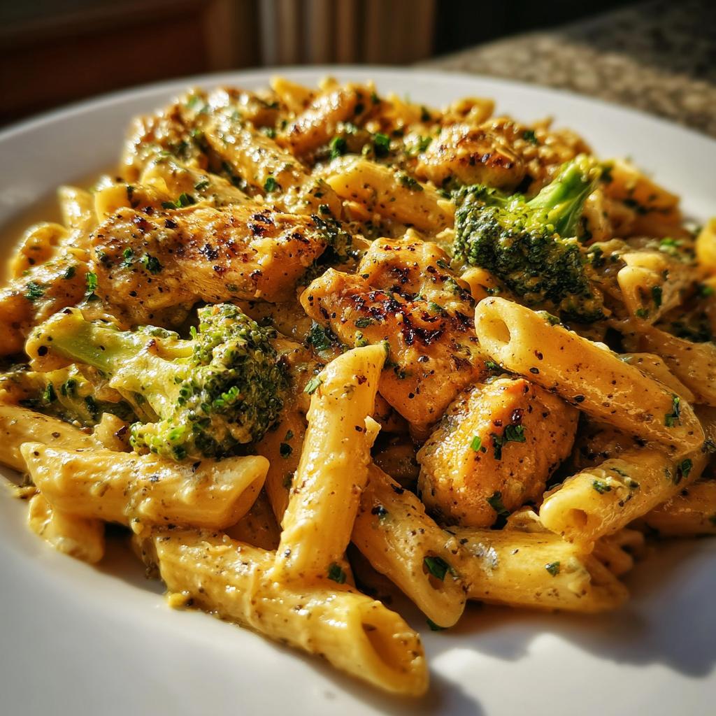Romige kip pasta met broccoli in slechts 25 minuten