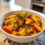 pilav met perzik en kip