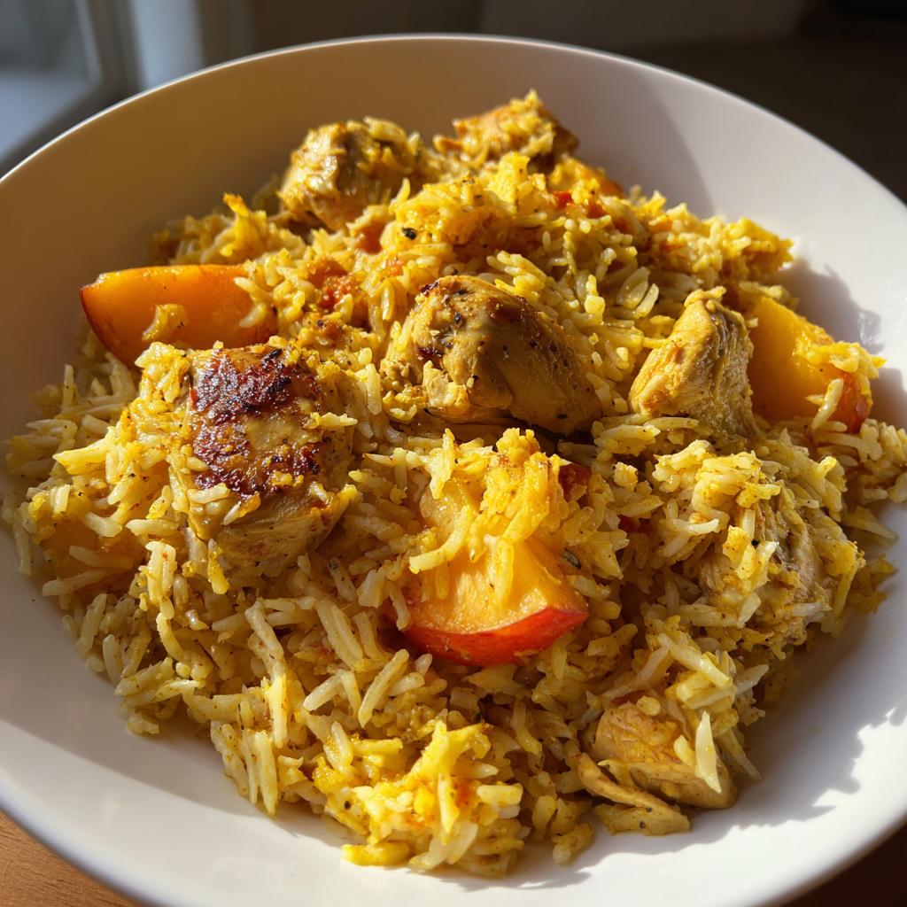 Heerlijke pilav met perzik en kip slowcooker in slechts 4 uur