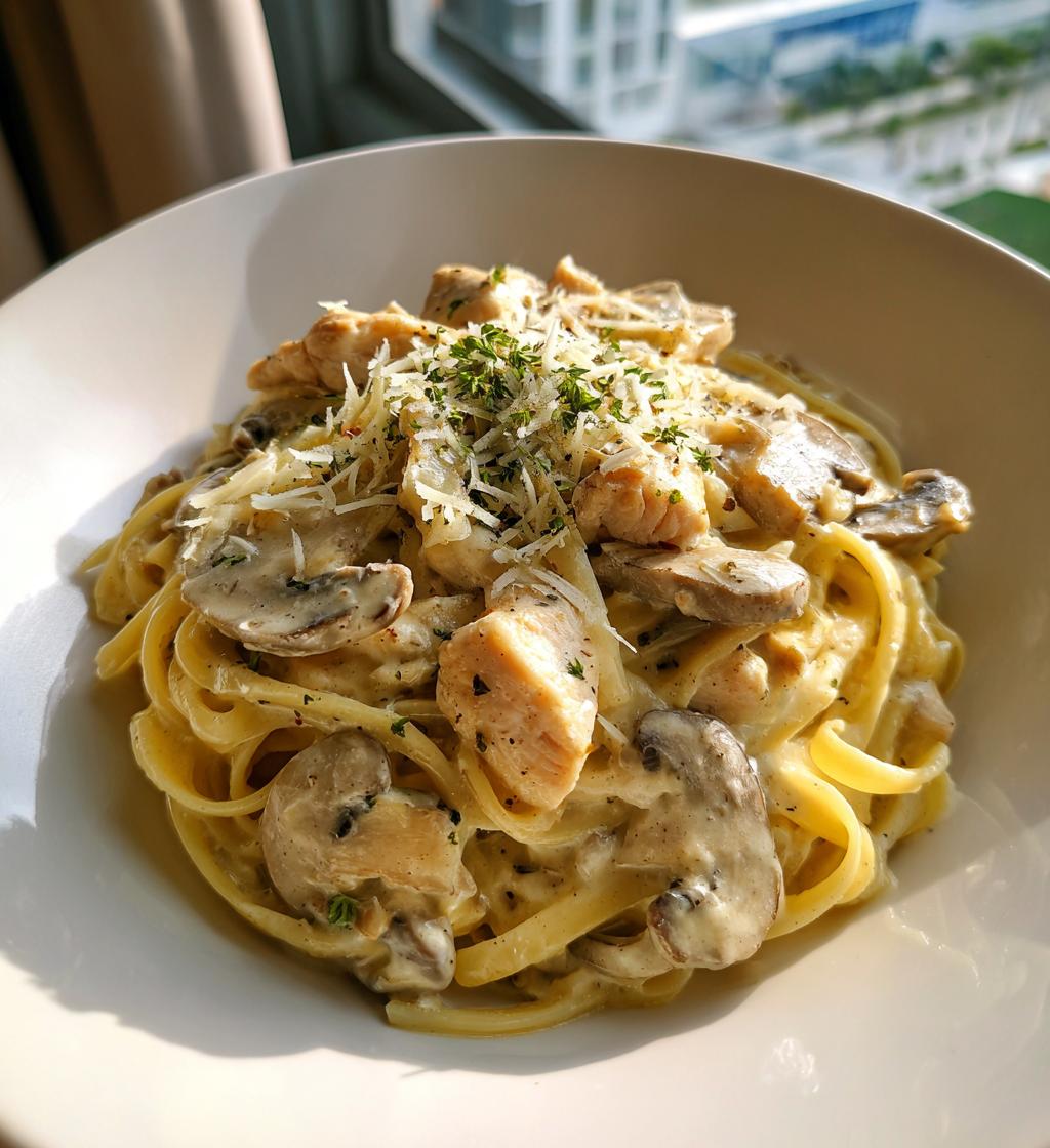 Romige pasta recept met kip en champignons – ultiem comfortfood!