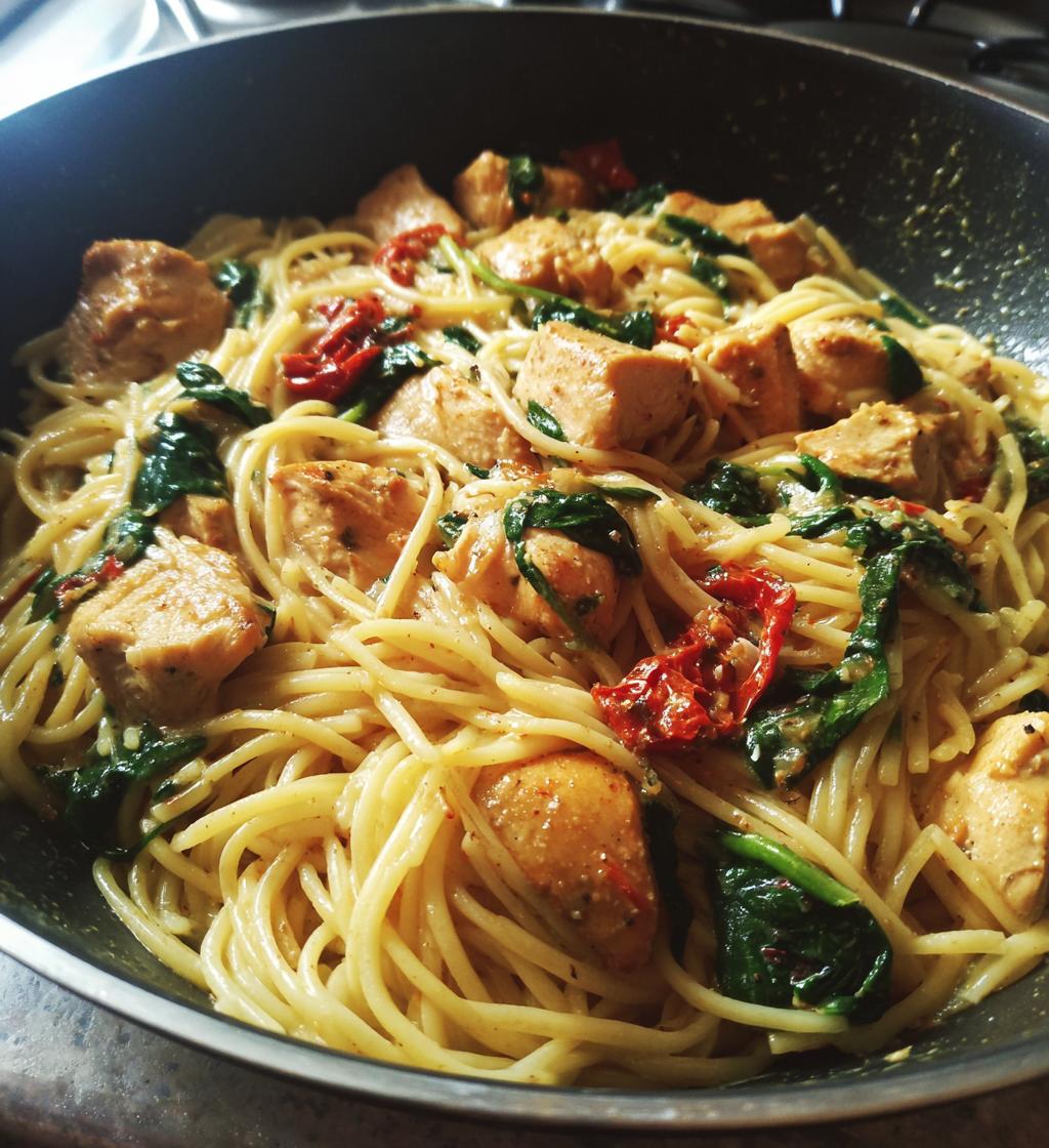 Romige 30-minuten tuscan chicken pasta one pot
