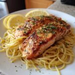 zalm uit de oven met pasta