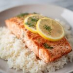 zalm uit de oven met rijst