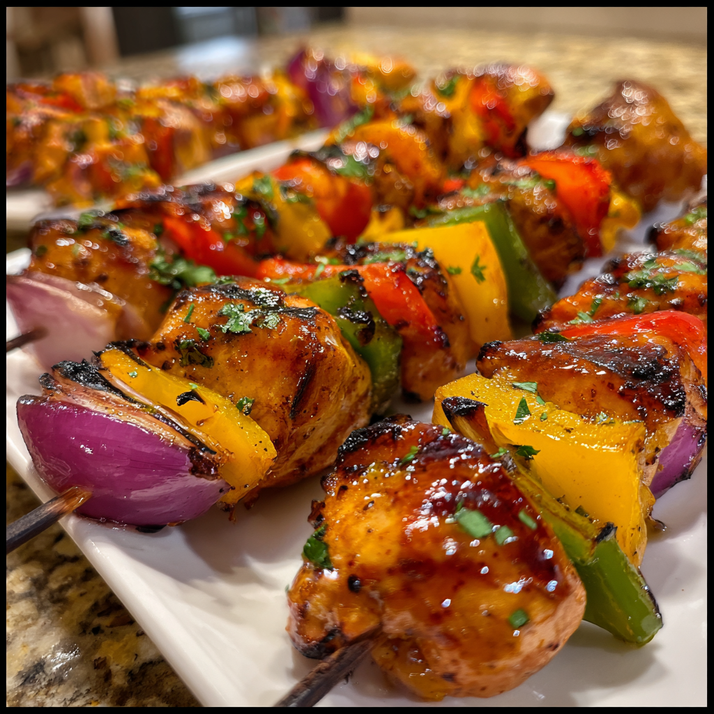 Kip Spiesjes van de BBQ met Kleurrijke Paprika en Ui: Perfect! 15 minuten