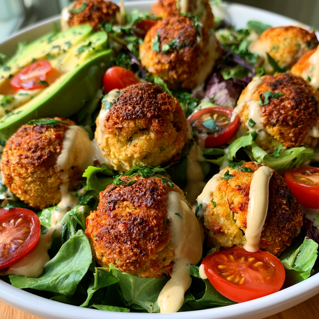 Gebakken falafelbowls met tahindressing voor een perfecte maaltijd