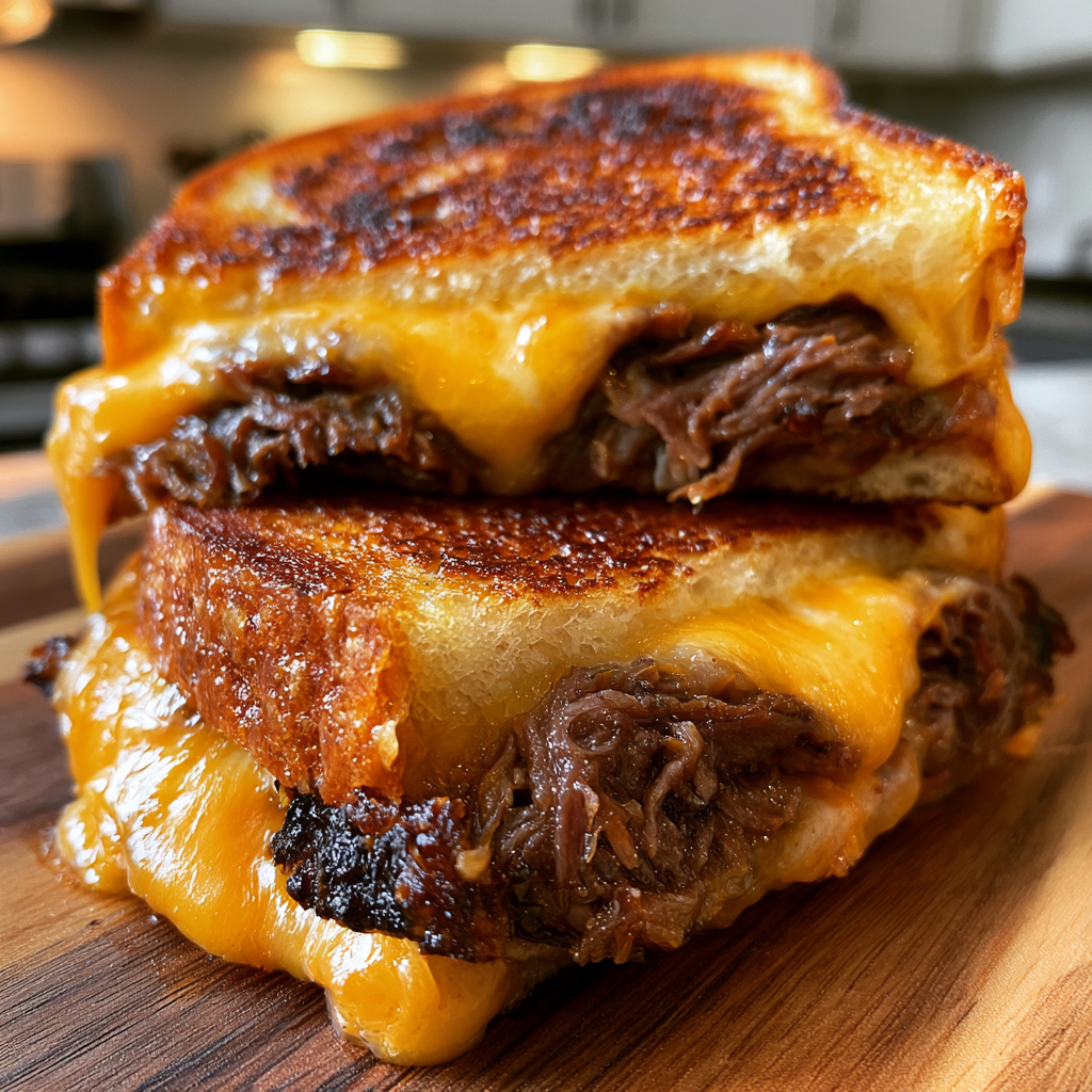 Gerookte brisket grilled cheese met 3 perfecte ingrediënten