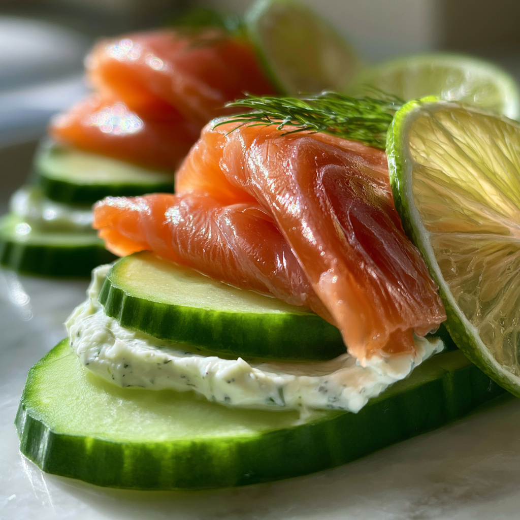 Gerookte zalm komkommerhapjes met dille roomkaas: Perfecte 10-minuten hapjes