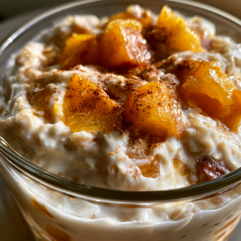 Perzik cobbler overnight oats met 5 onweerstaanbare ingrediënten